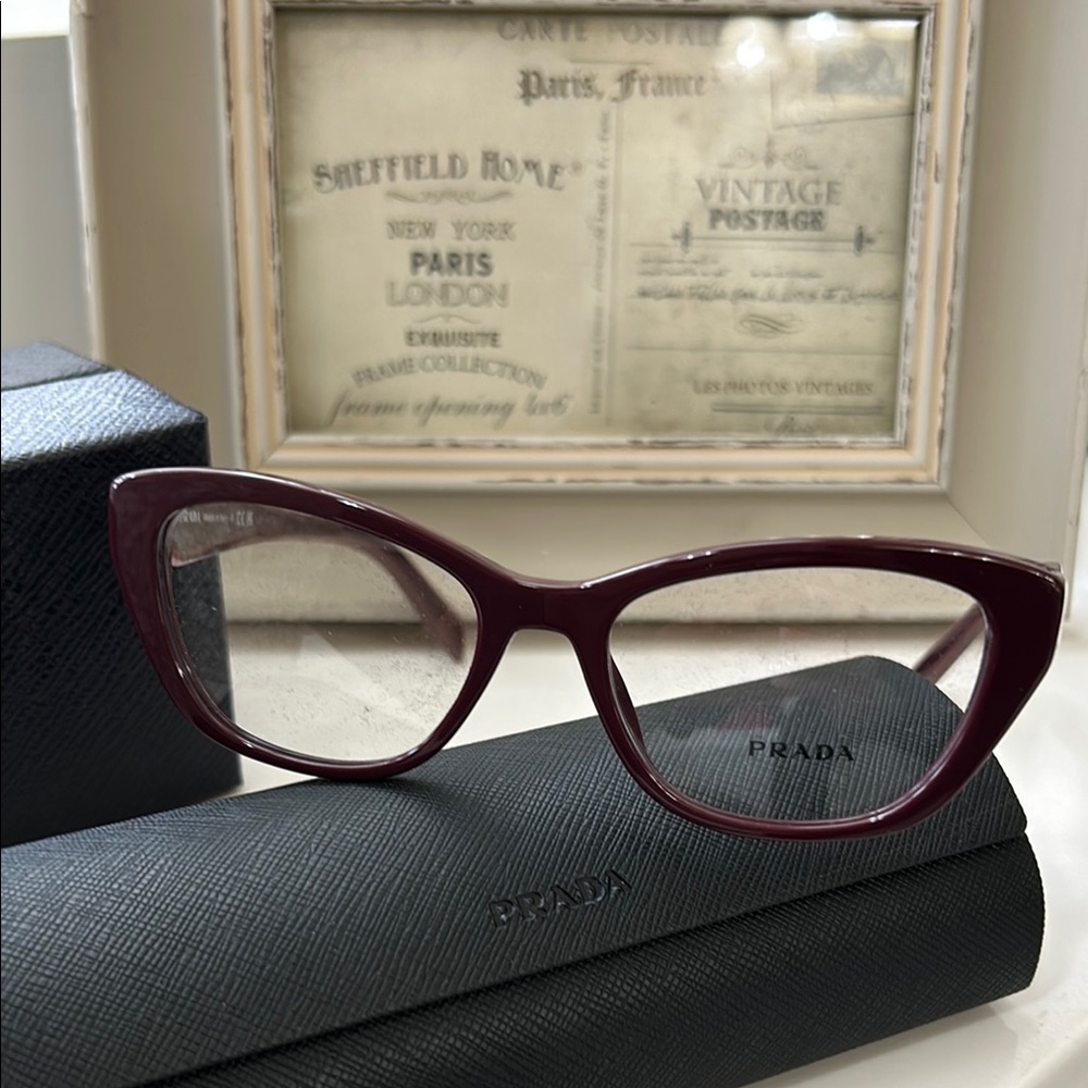 Prada Burgundy Cat-Eye Glasses